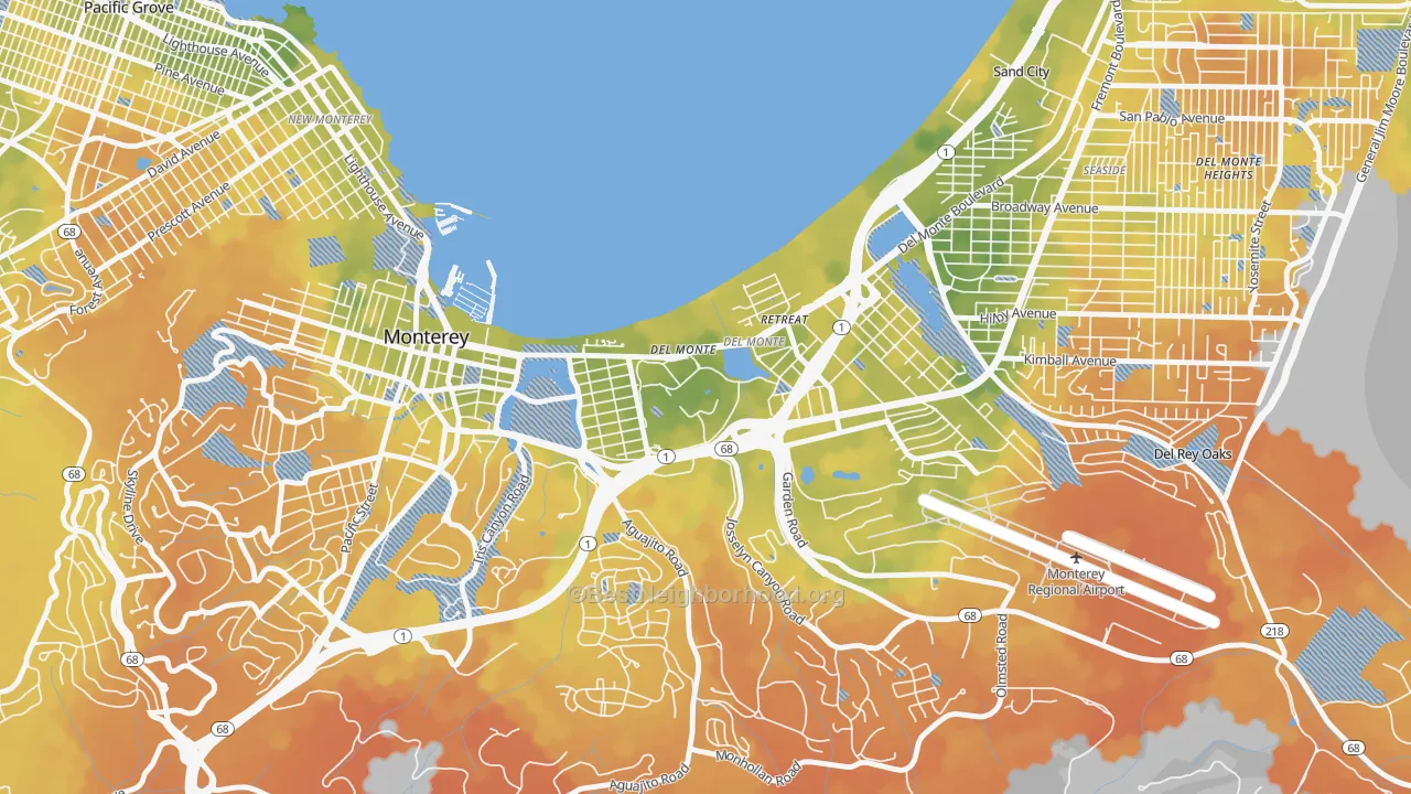 Bike Grade map of 93943, CA