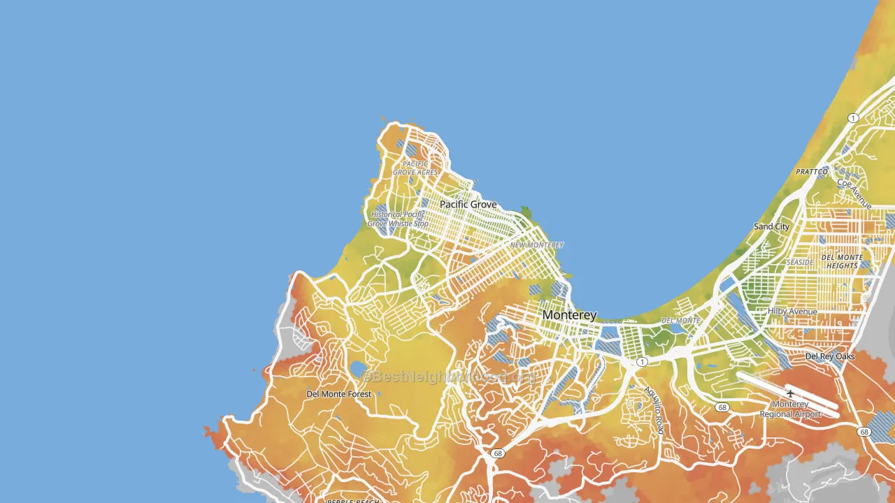 Bike Grade map of 93950, CA