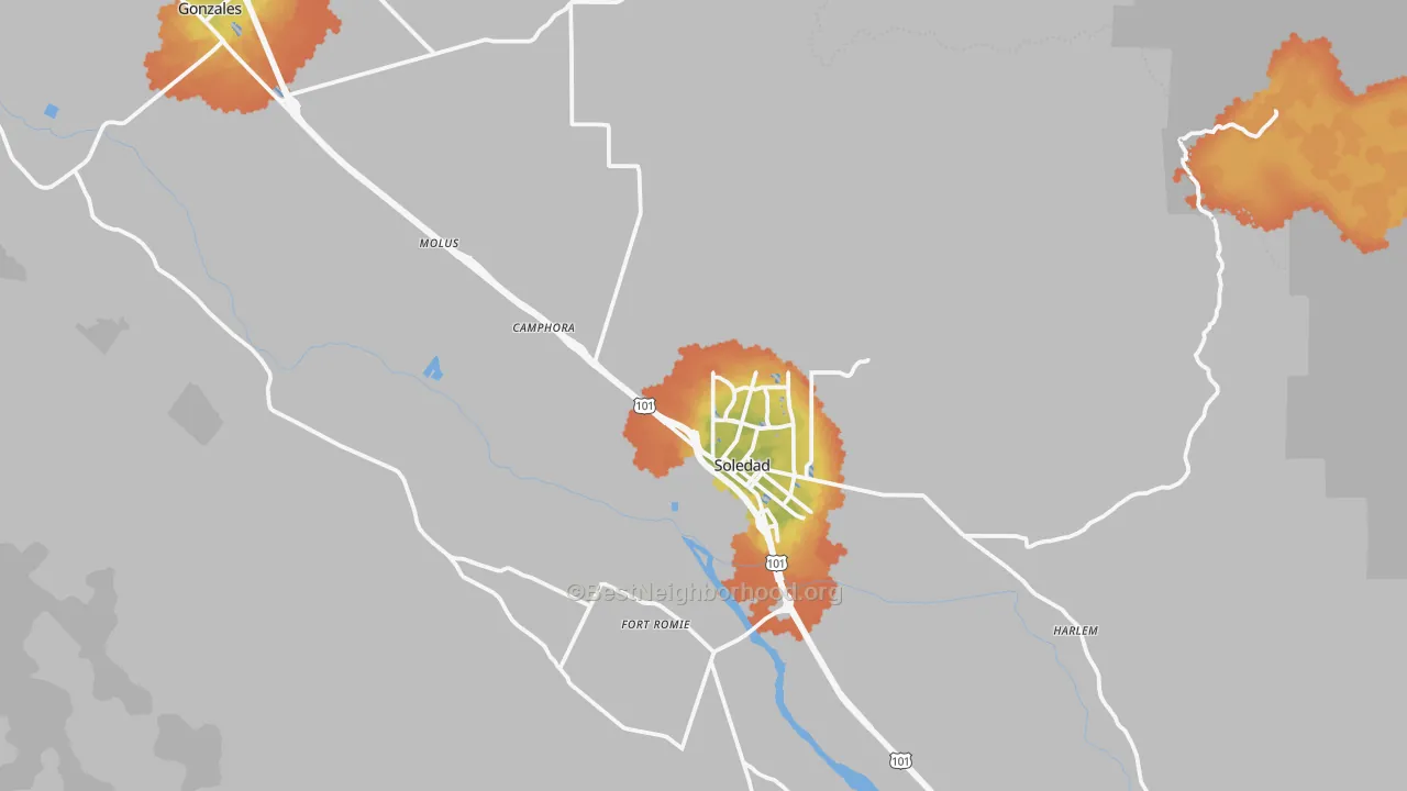 Bike Grade map of 93960, CA