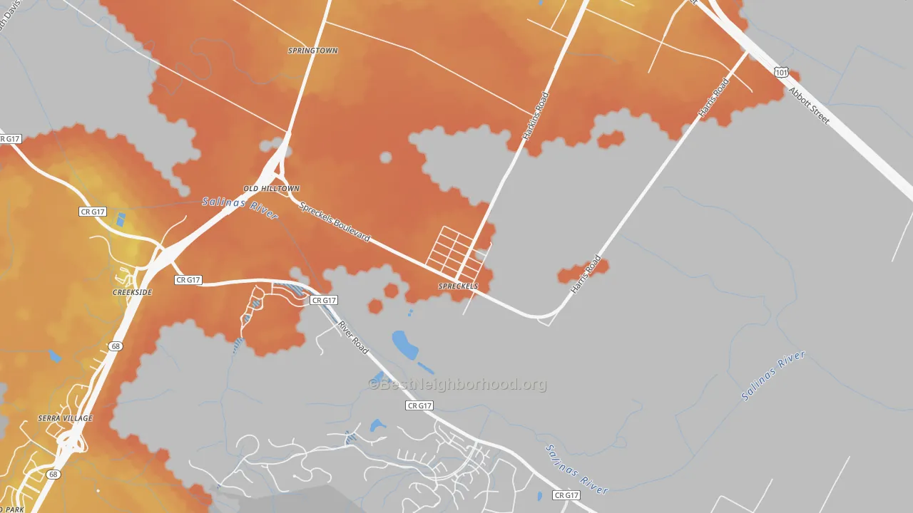 Bike Grade map of 93962, CA