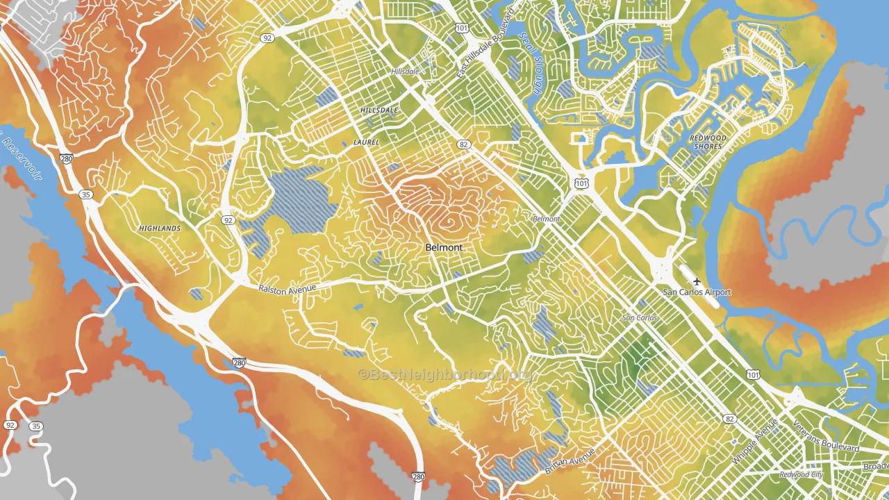Bike Grade map of 94002, CA