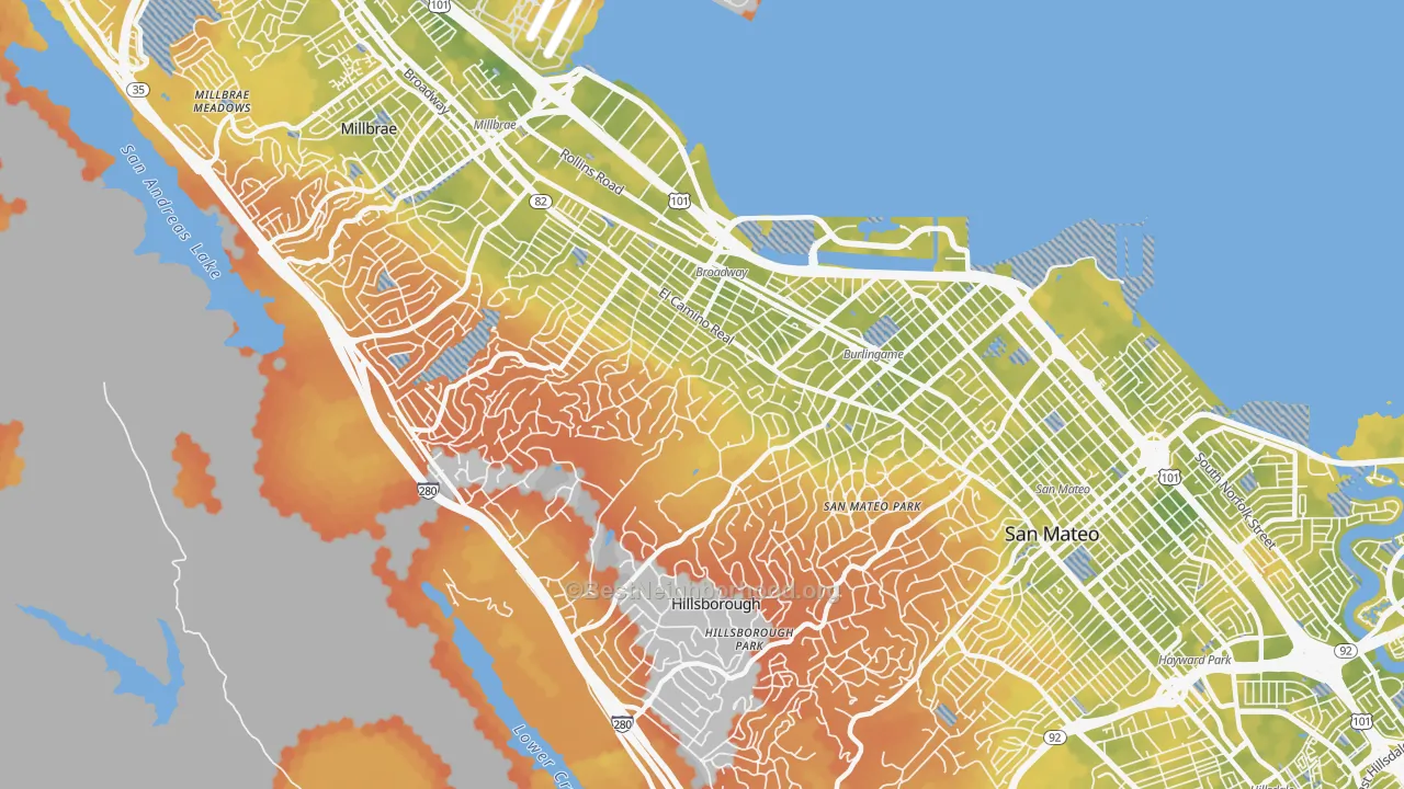Bike Grade map of 94010, CA
