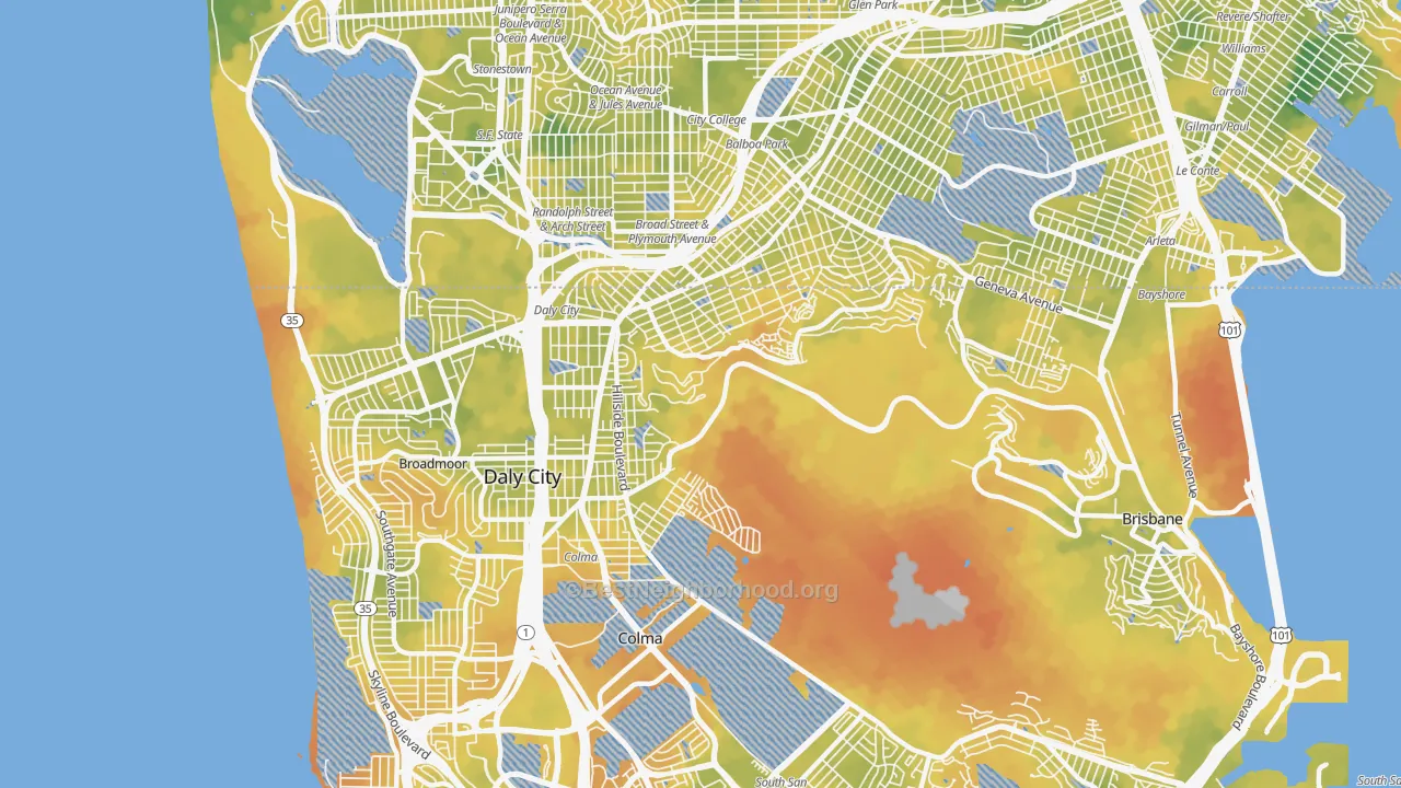 Bike Grade map of 94014, CA