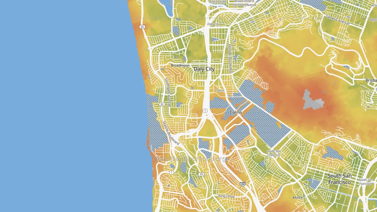 Bike Grade map of 94015, CA
