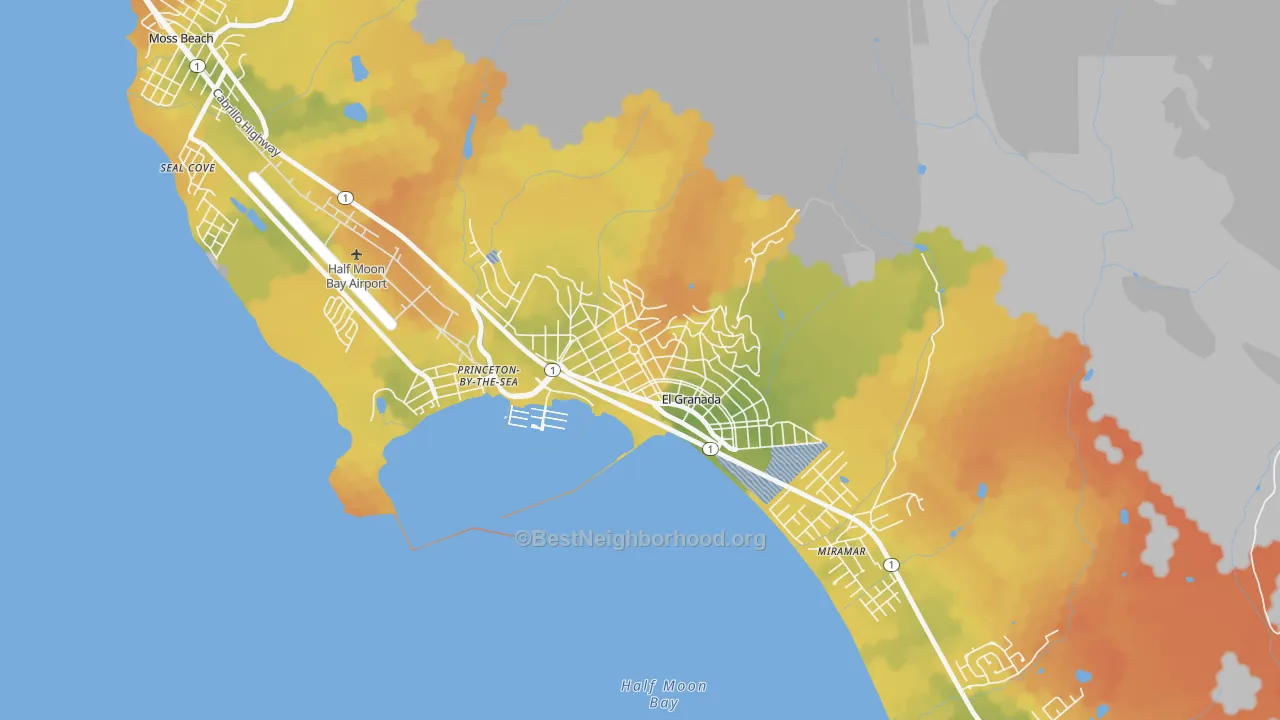 Bike Grade map of 94018, CA