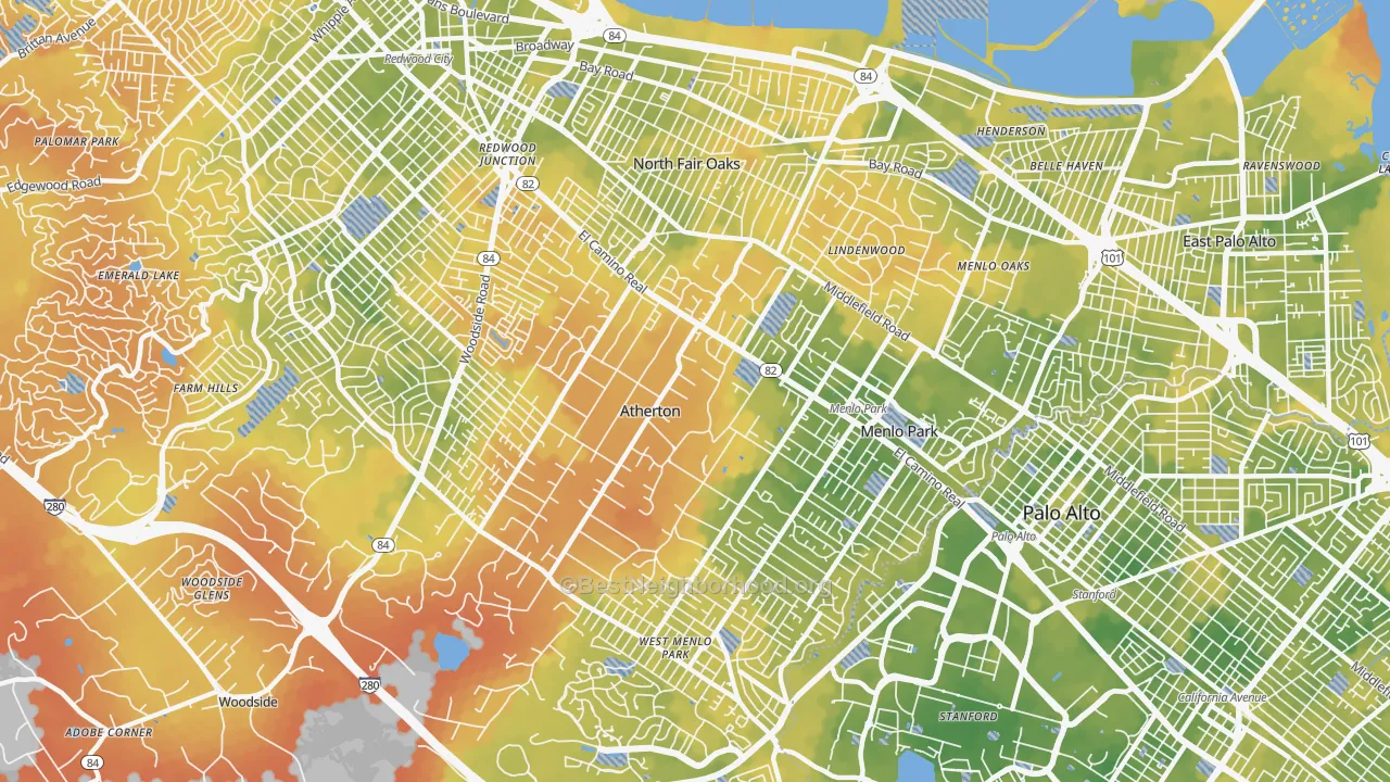 Bike Grade map of 94027, CA