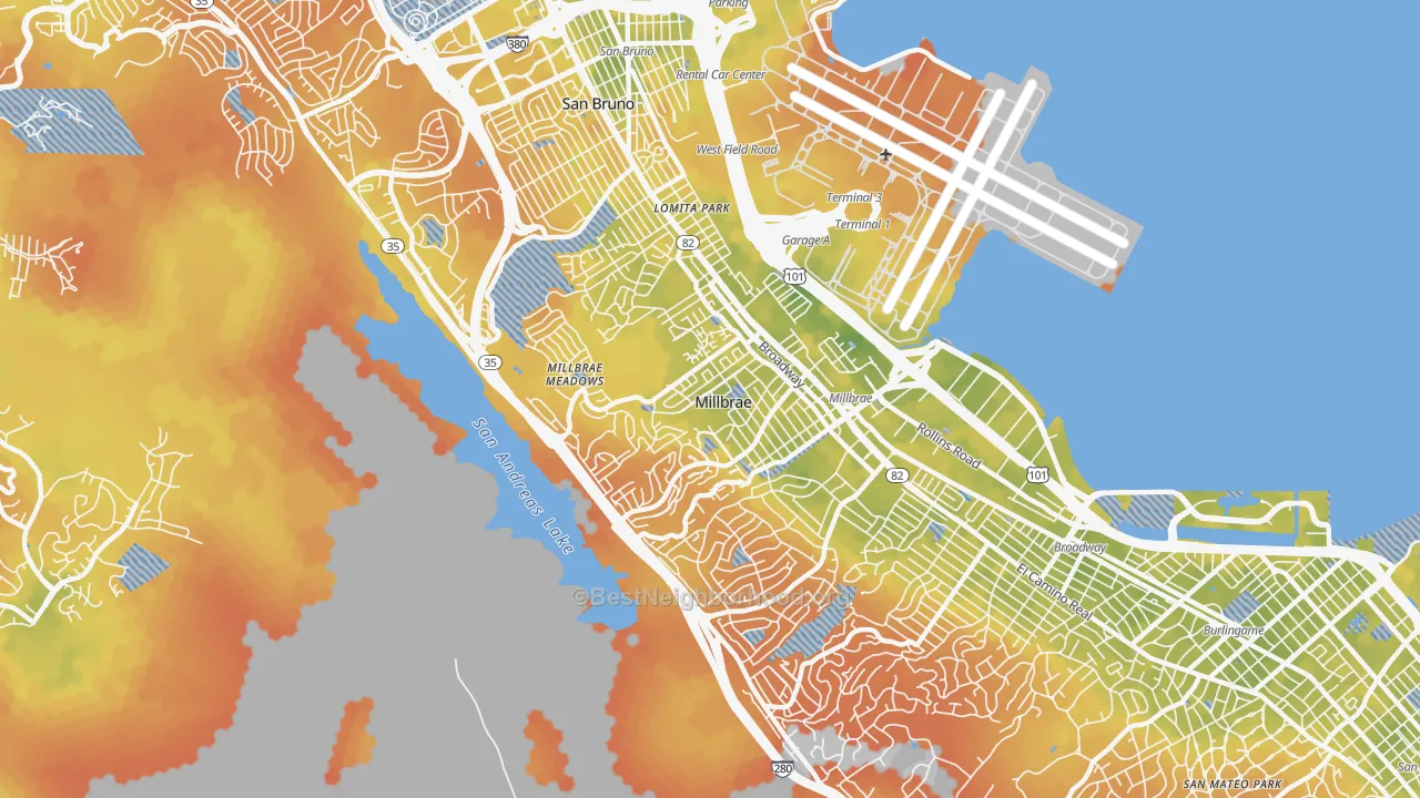 Bike Grade map of 94030, CA