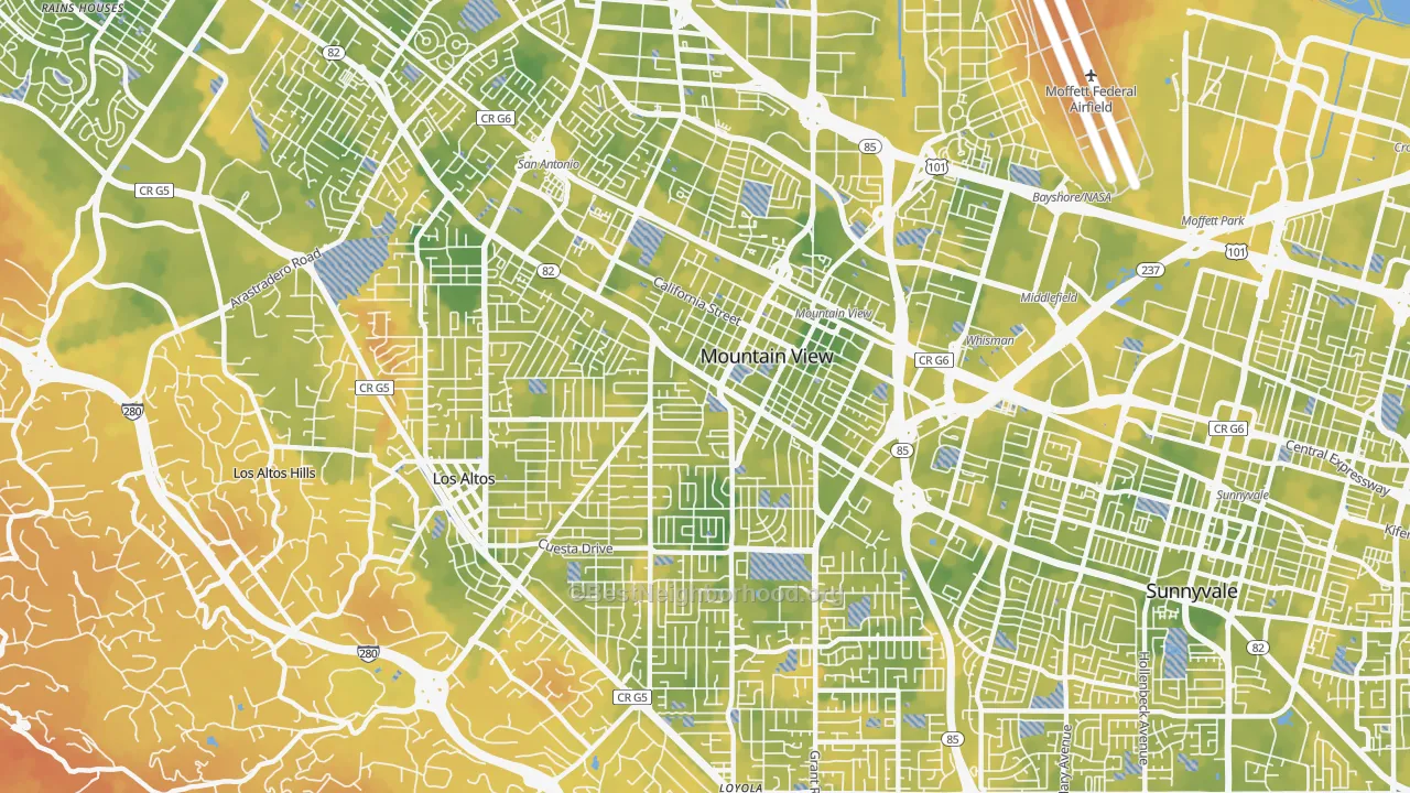 Bike Grade map of 94040, CA