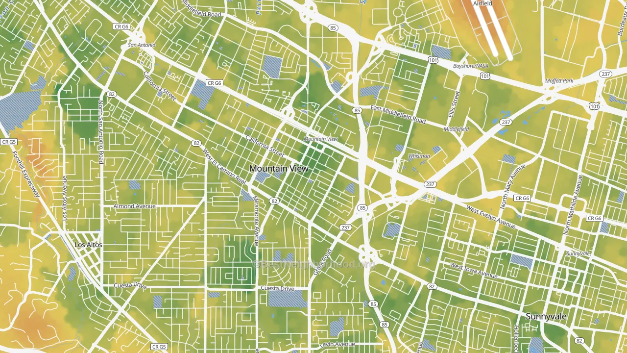 Bike Grade map of 94041, CA