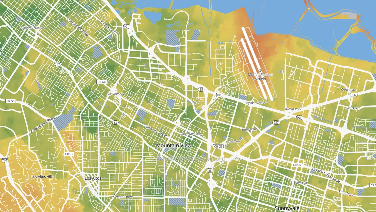 Bike Grade map of 94043, CA