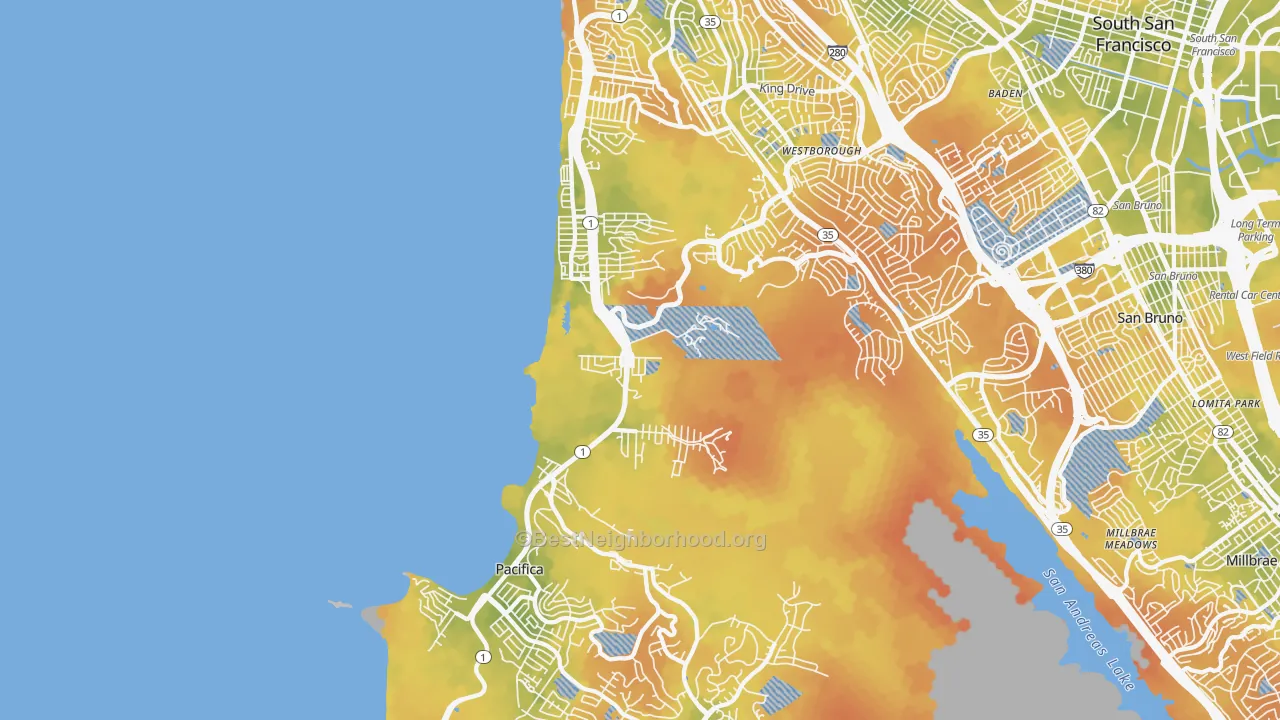 Bike Grade map of 94044, CA