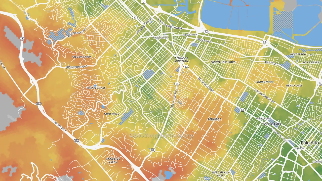 Bike Grade map of 94061, CA