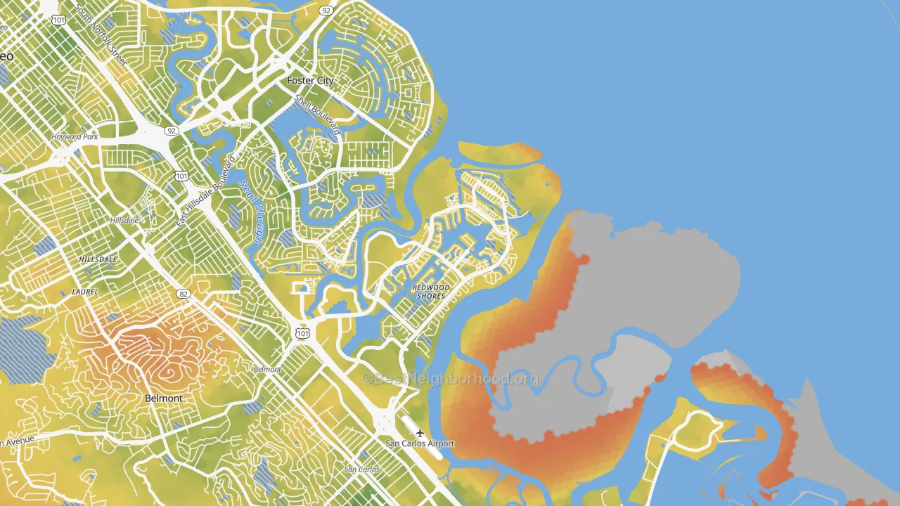 Bike Grade map of 94065, CA