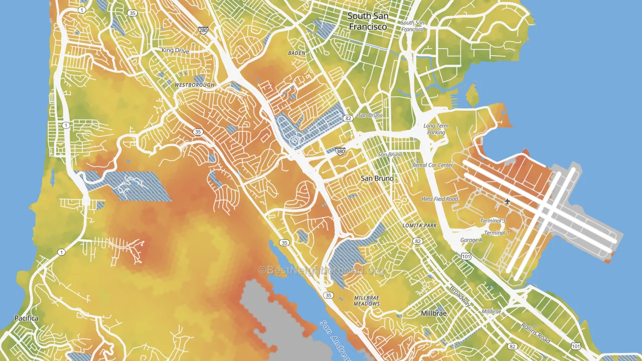 Bike Grade map of 94066, CA