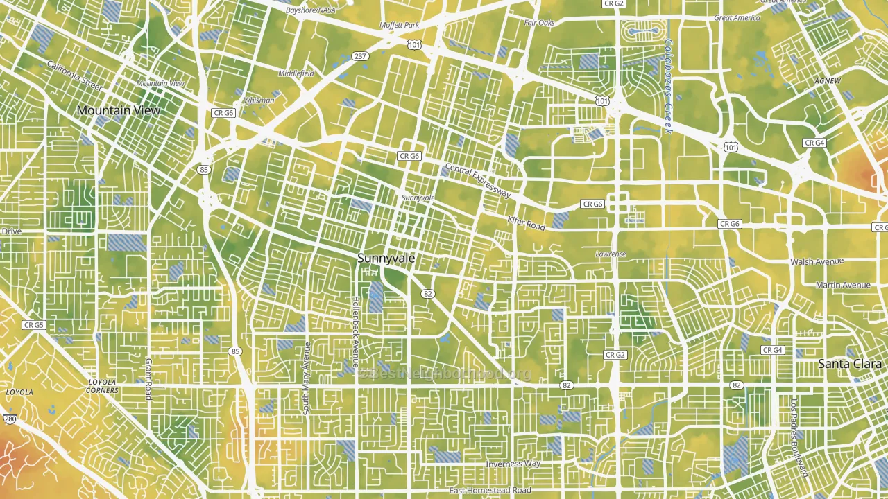 Bike Grade map of 94086, CA