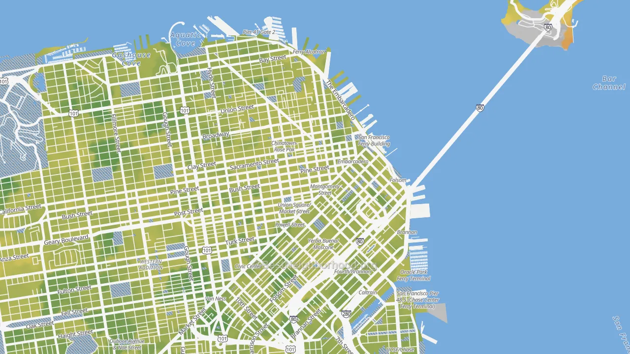 Bike Grade map of 94104, CA