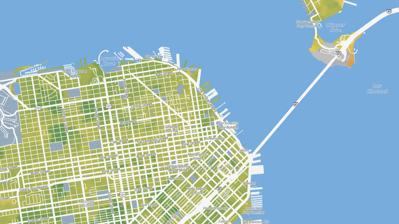 Bike Grade map of 94111, CA