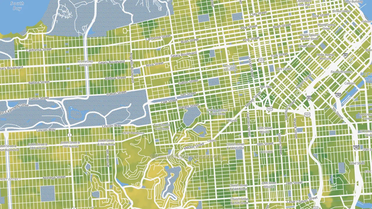 Bike Grade map of 94117, CA