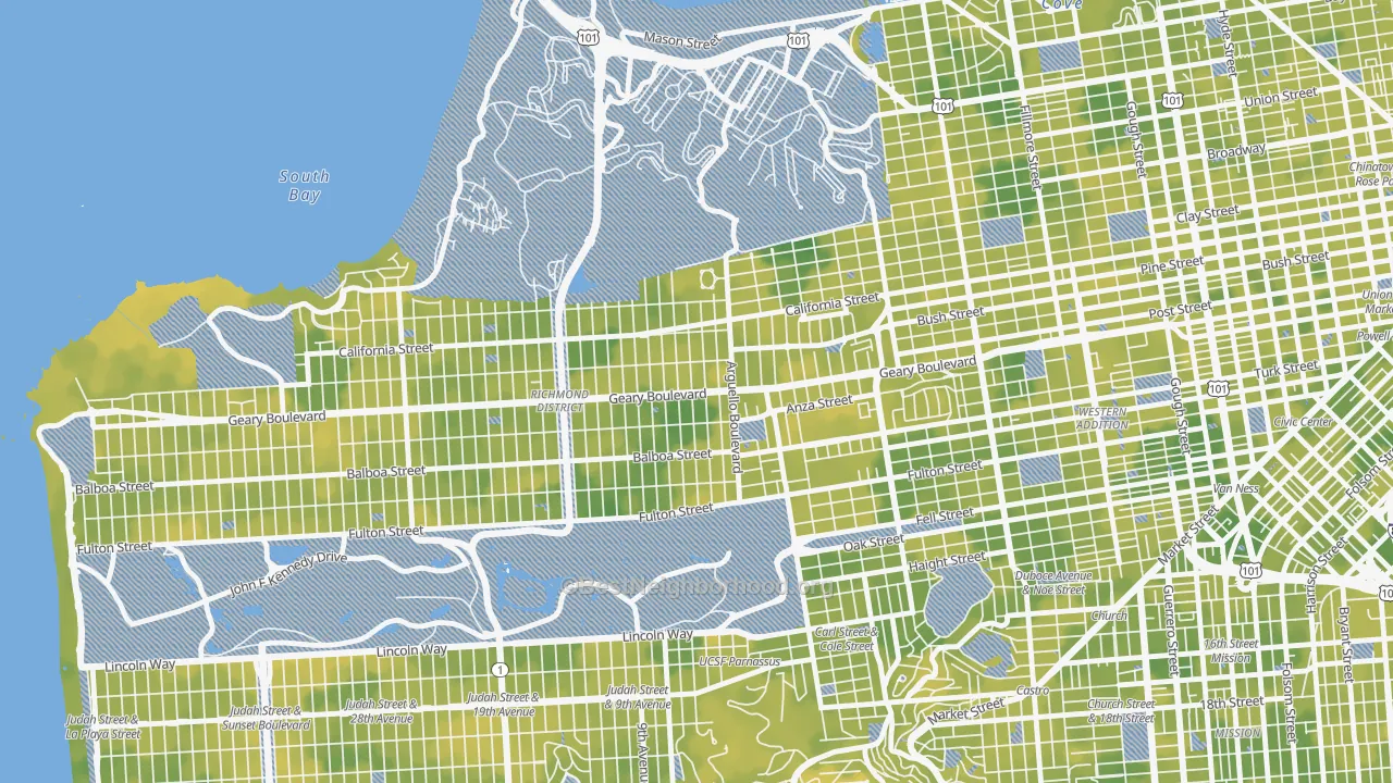 Bike Grade map of 94118, CA