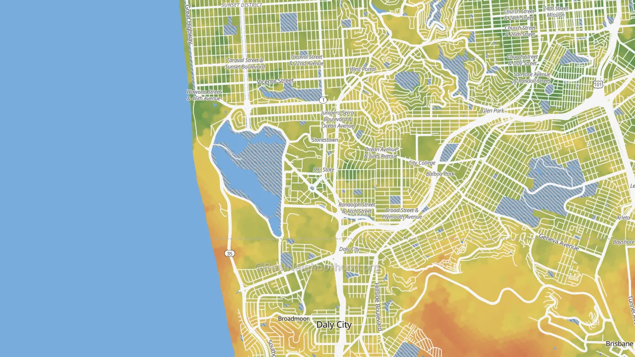 Bike Grade map of 94132, CA
