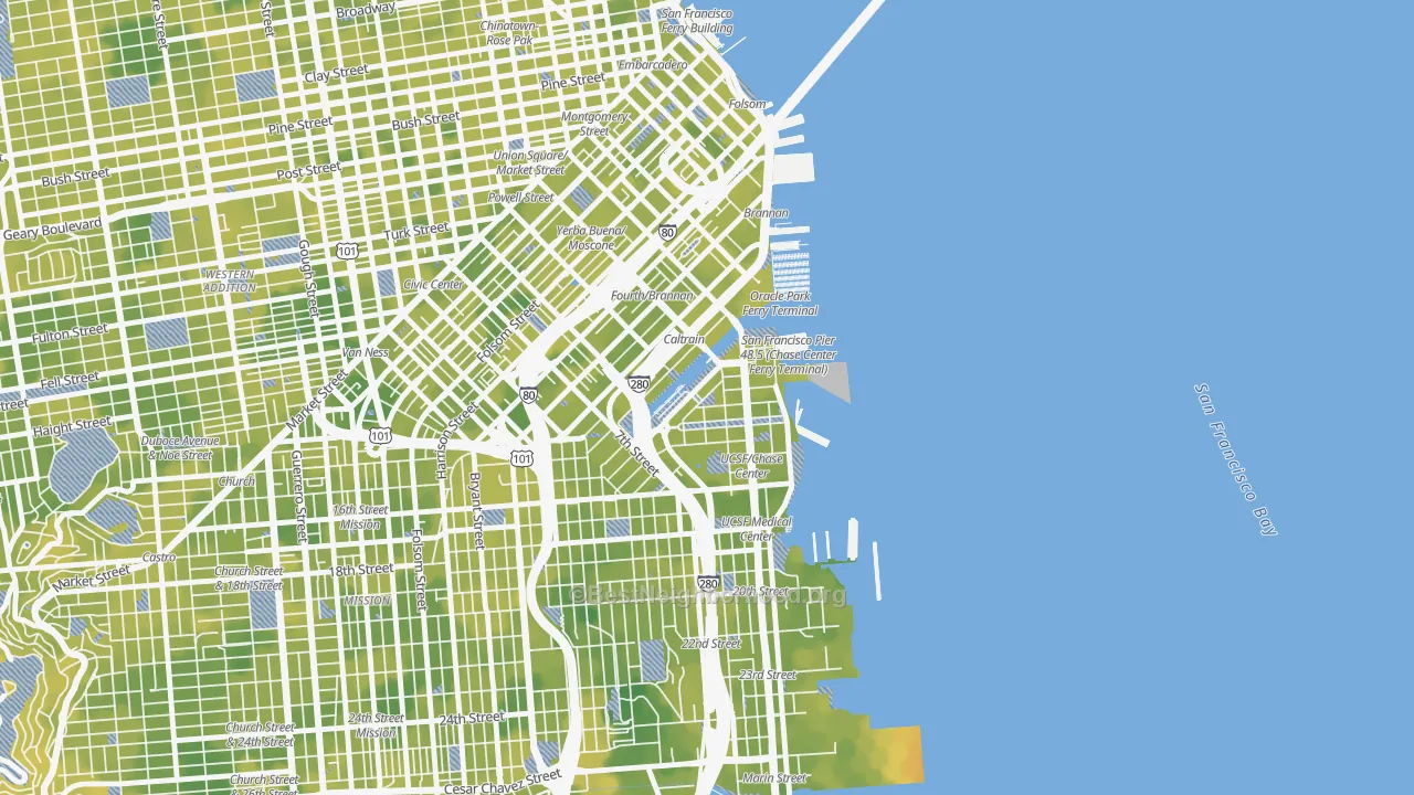 Bike Grade map of 94158, CA