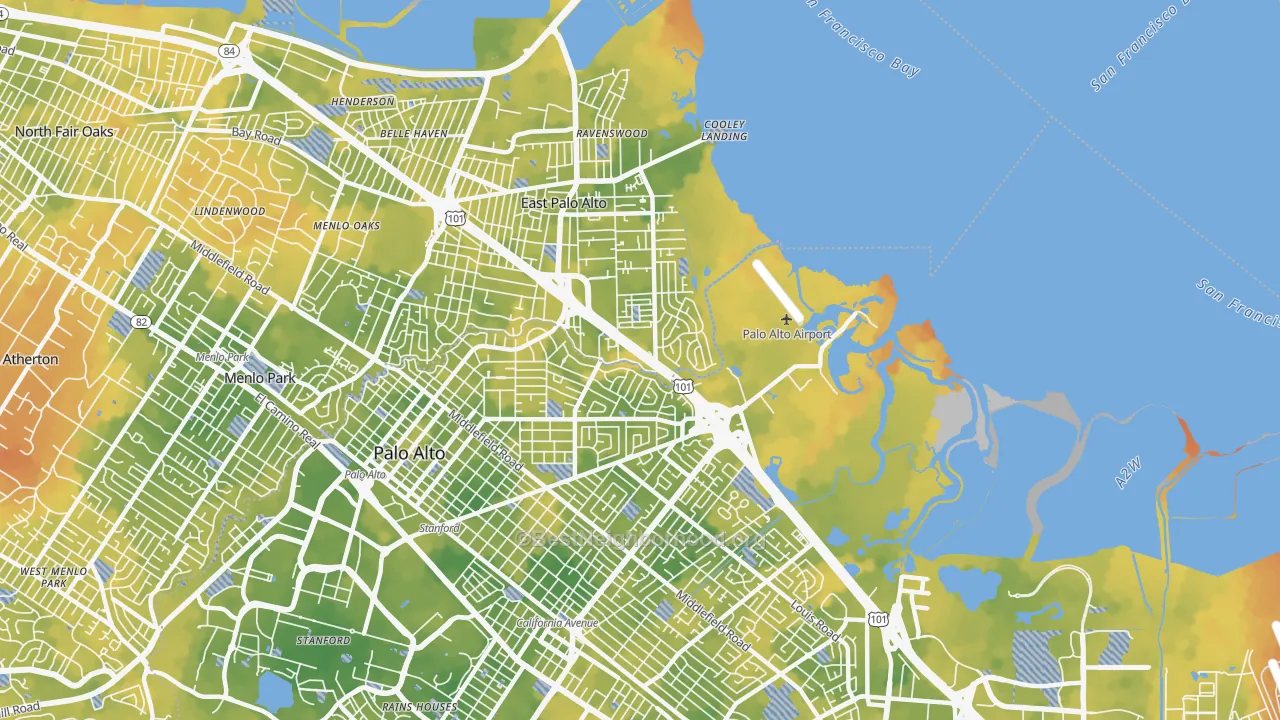 Bike Grade map of 94303, CA