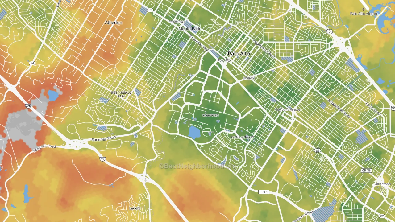 Bike Grade map of 94304, CA