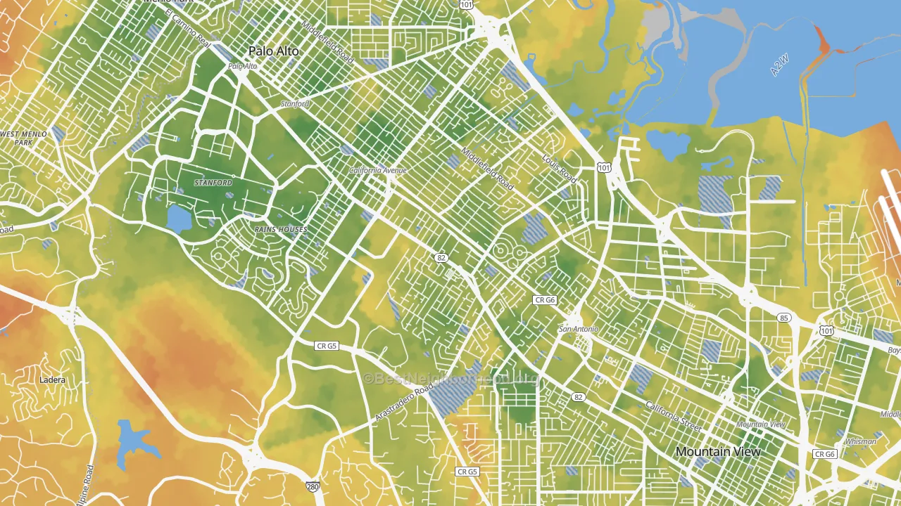 Bike Grade map of 94306, CA