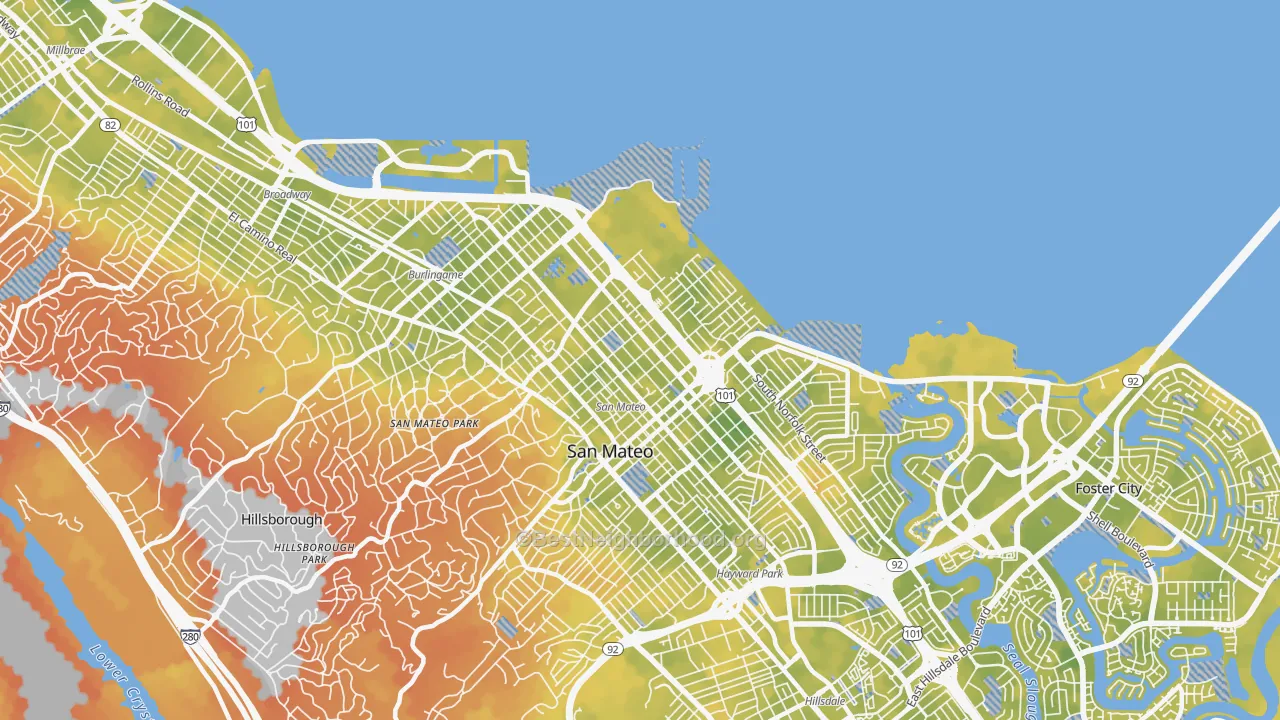 Bike Grade map of 94401, CA
