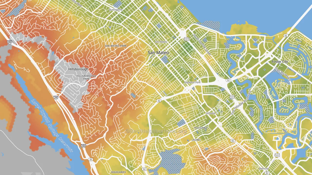Bike Grade map of 94402, CA