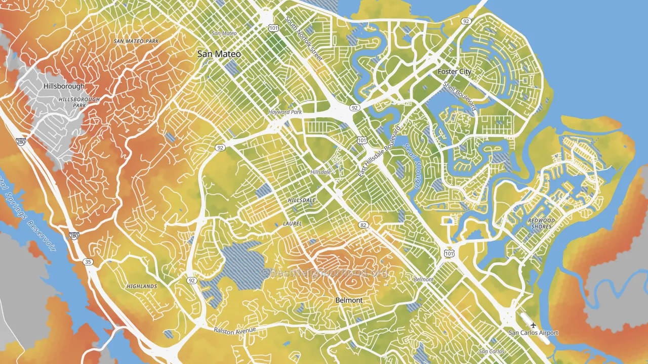 Bike Grade map of 94403, CA