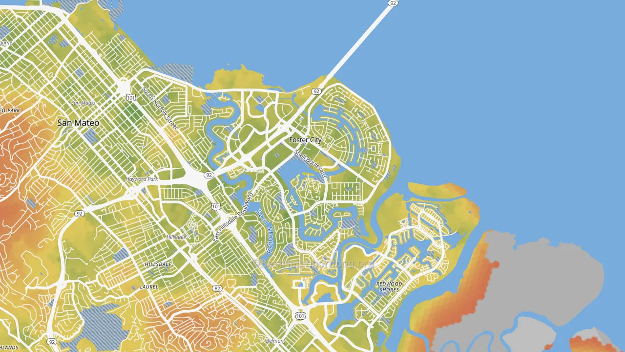 Bike Grade map of 94404, CA