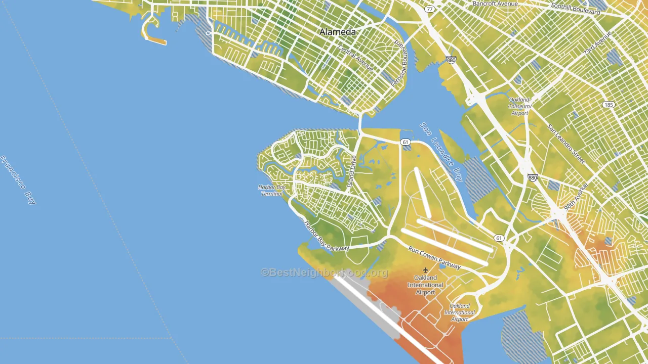 Bike Grade map of 94502, CA