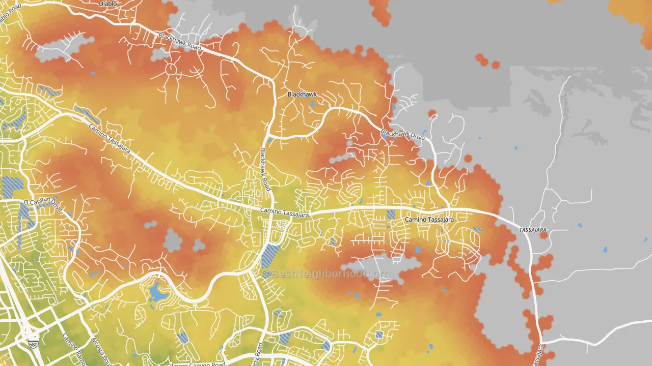 Bike Grade map of 94506, CA