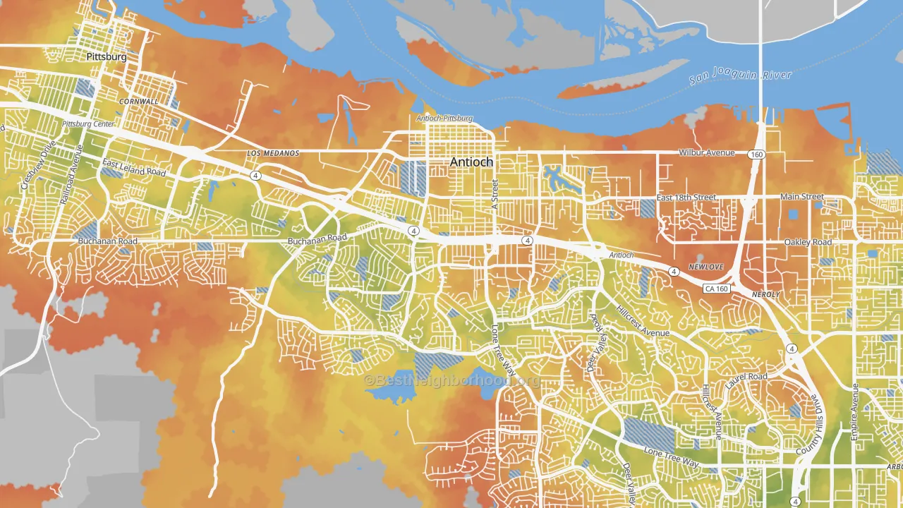 Bike Grade map of 94509, CA