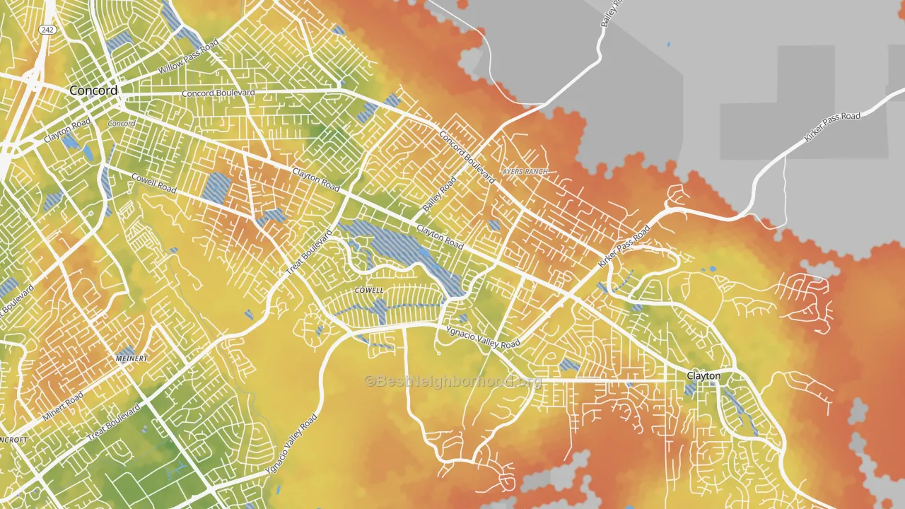 Bike Grade map of 94521, CA