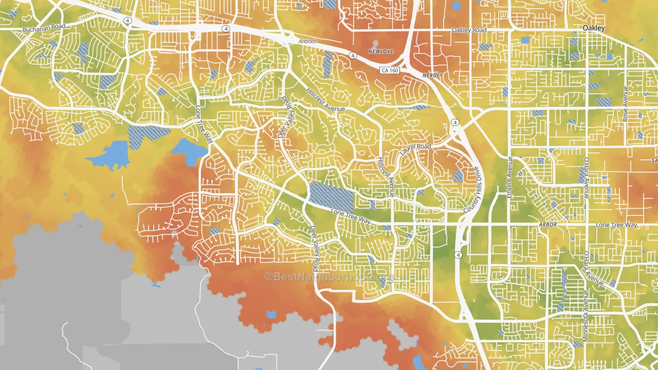 Bike Grade map of 94531, CA