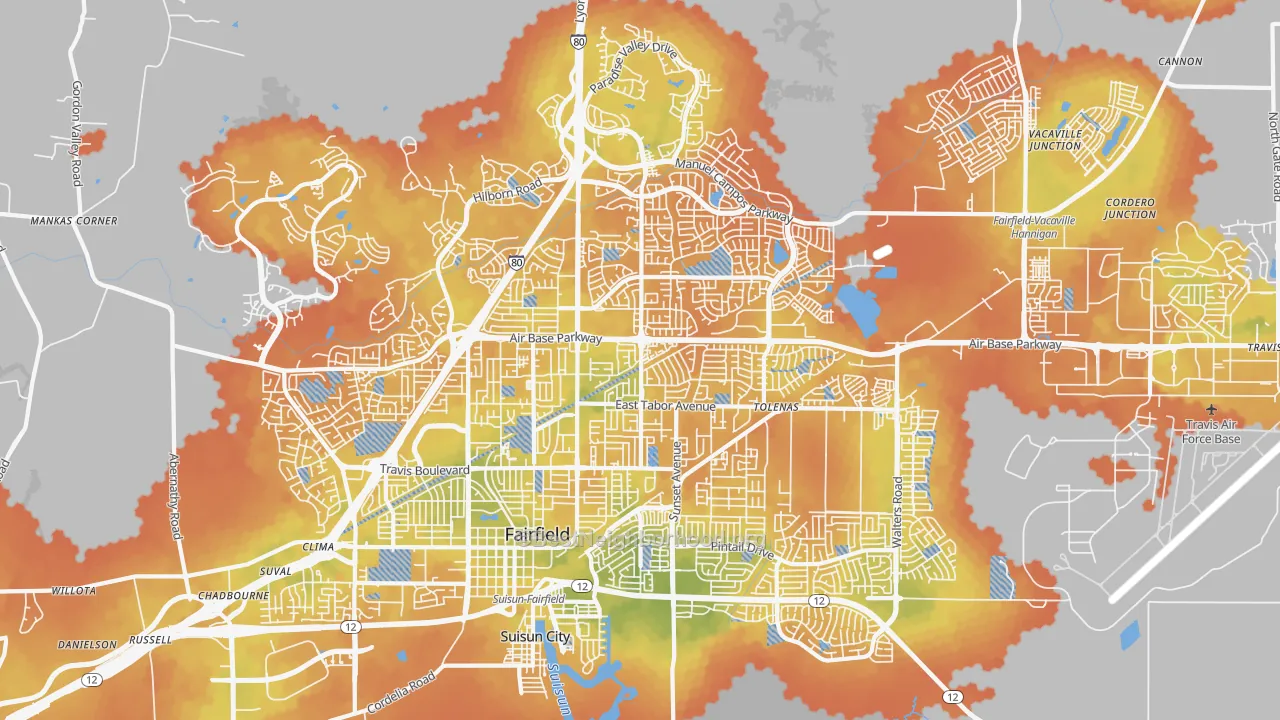 Bike Grade map of 94533, CA