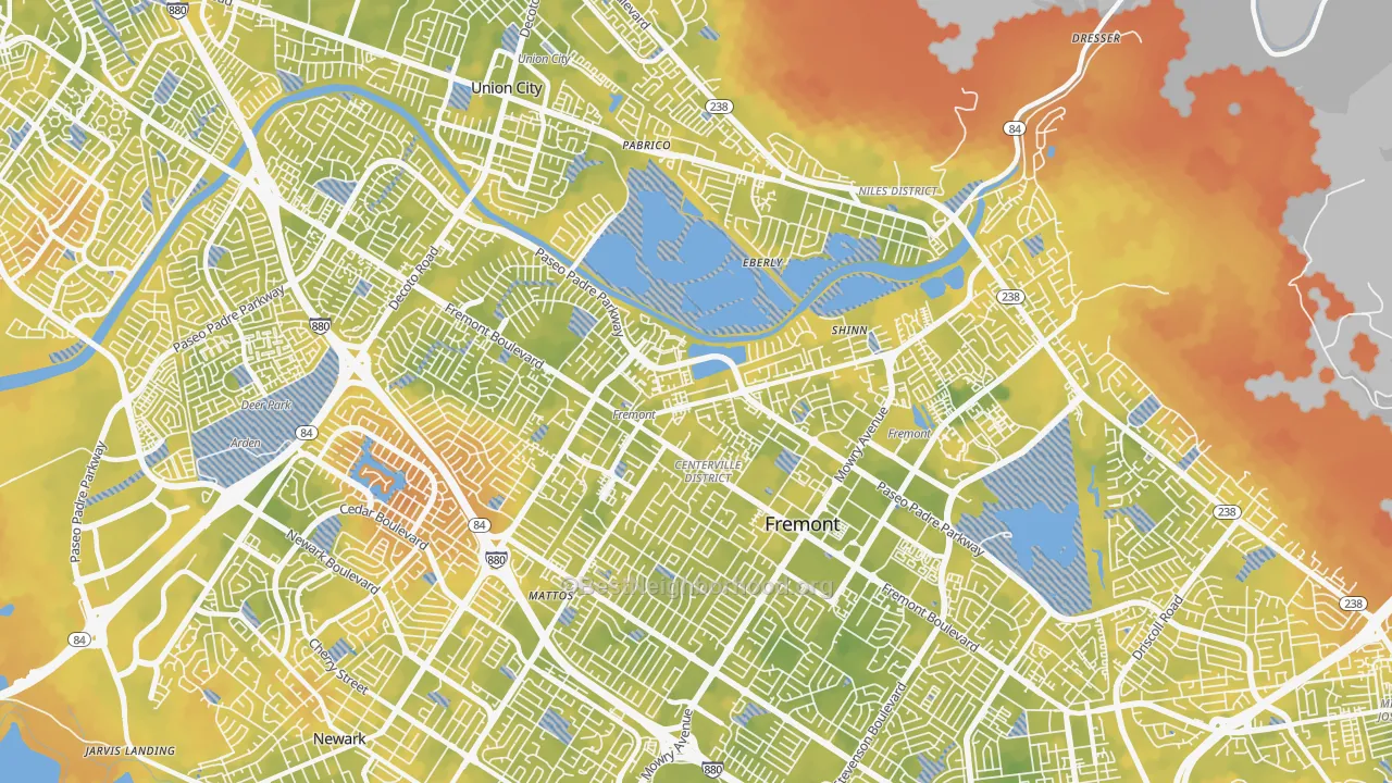 Bike Grade map of 94536, CA