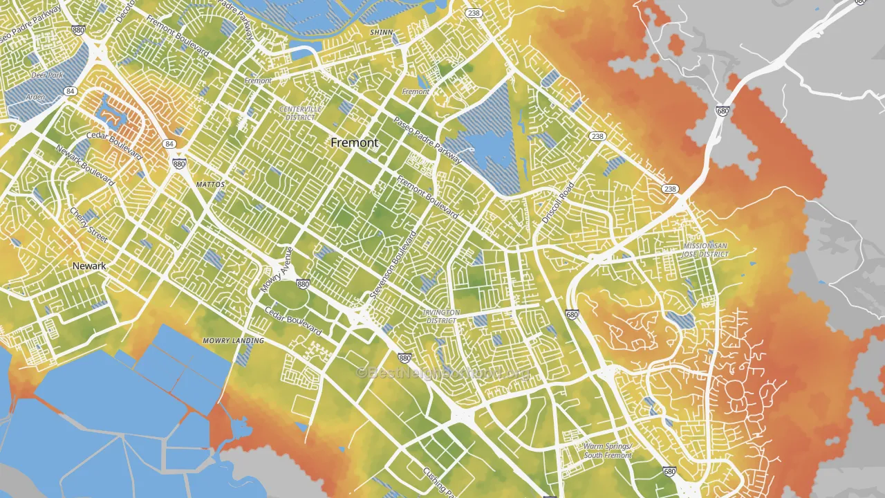 Bike Grade map of 94538, CA