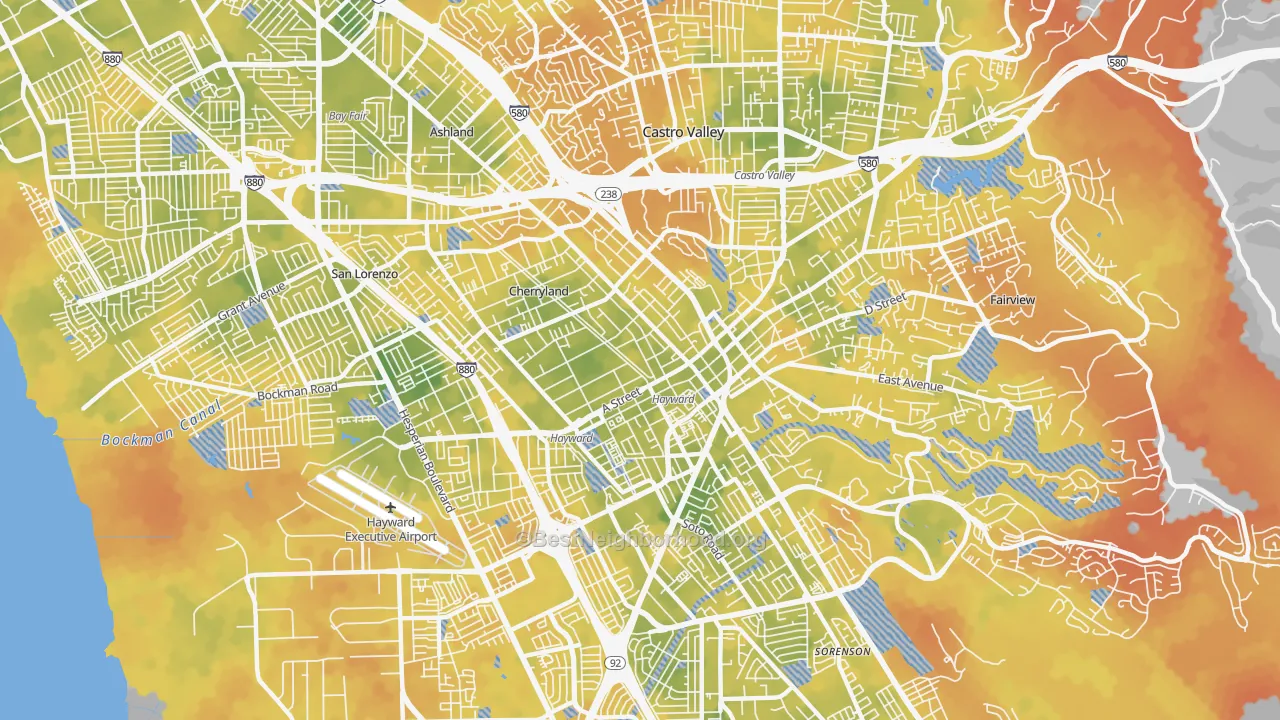 Bike Grade map of 94541, CA