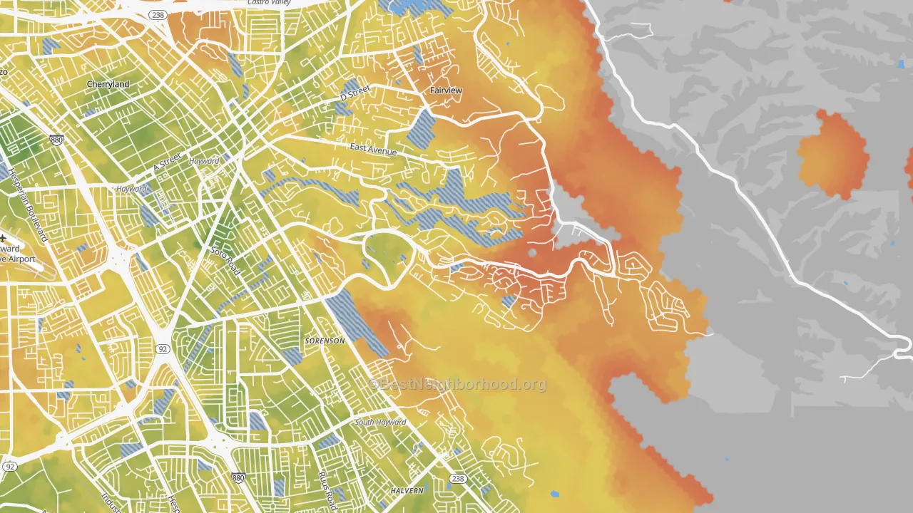 Bike Grade map of 94542, CA