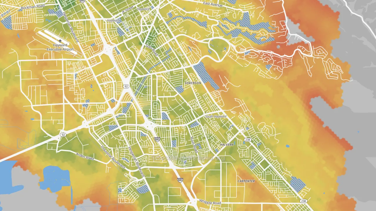 Bike Grade map of 94544, CA