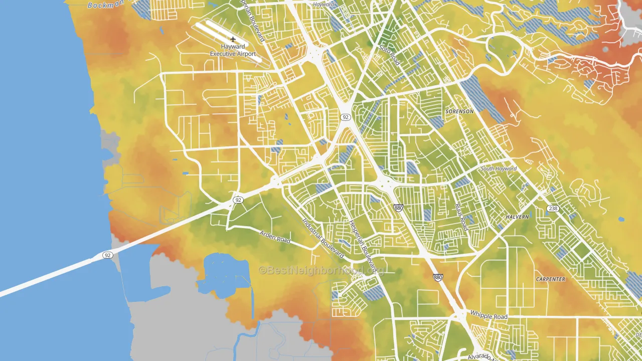 Bike Grade map of 94545, CA