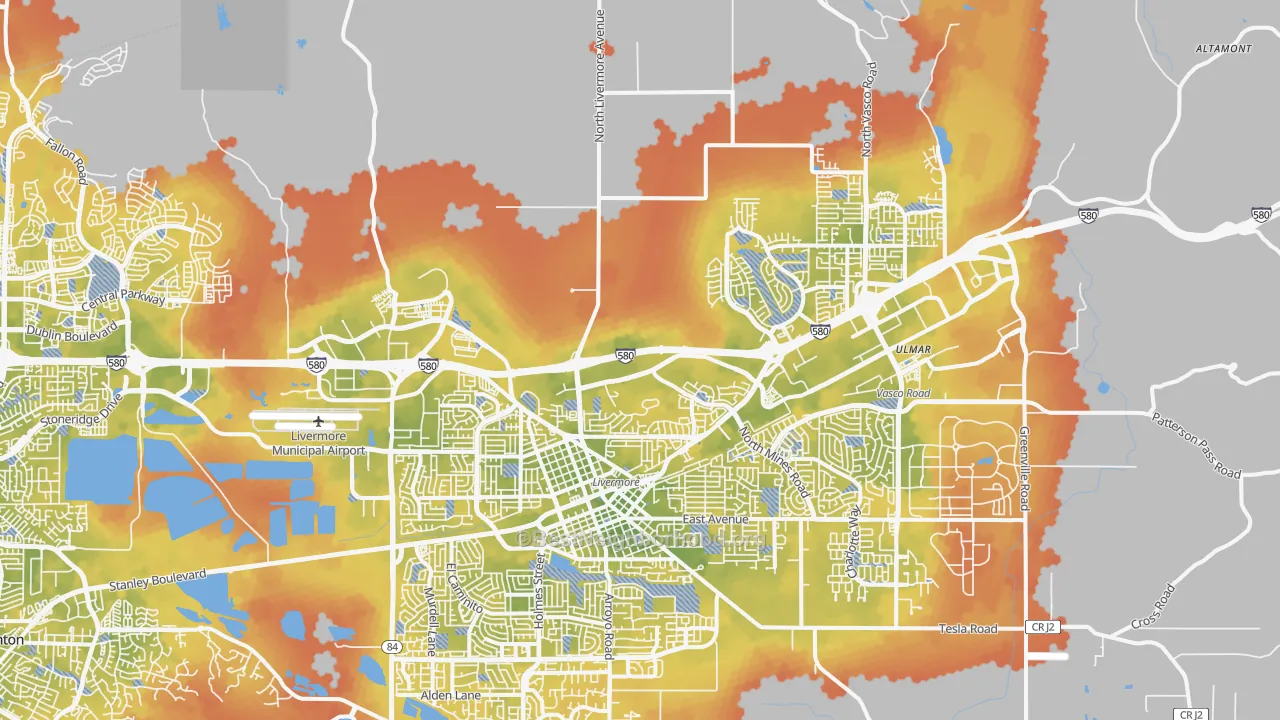 Bike Grade map of 94551, CA