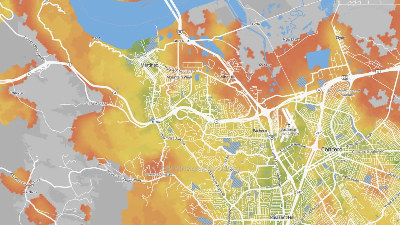 Bike Grade map of 94553, CA