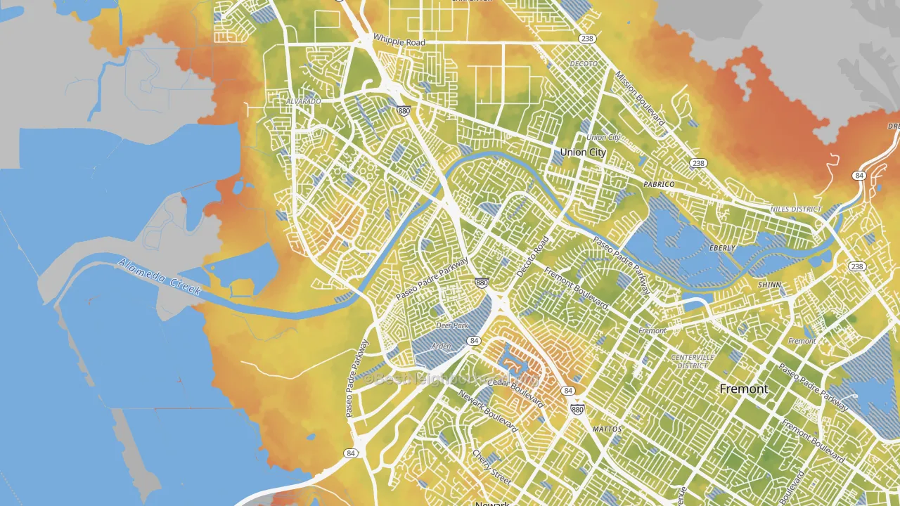 Bike Grade map of 94555, CA