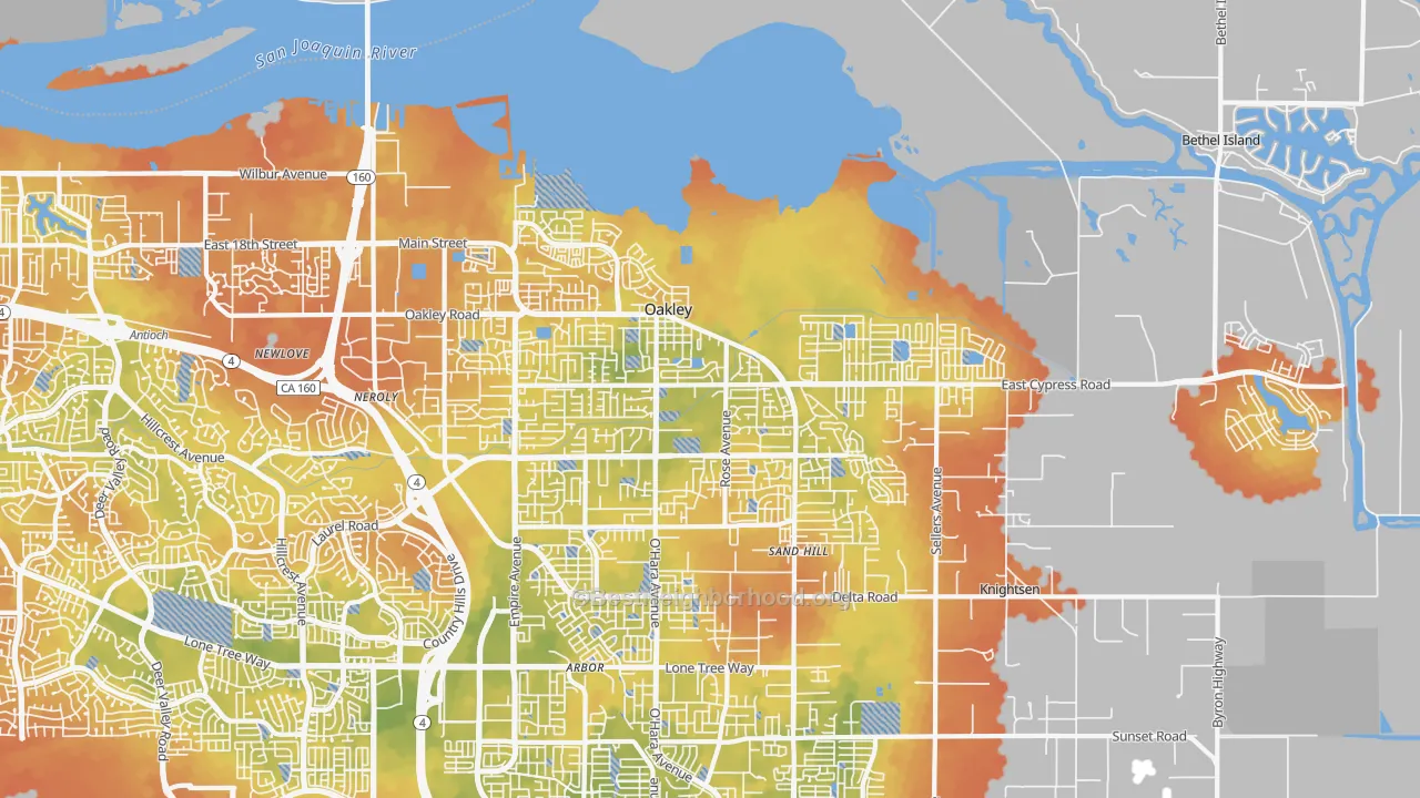 Bike Grade map of 94561, CA