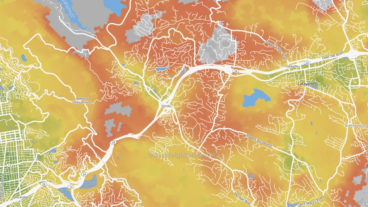 Bike Grade map of 94563, CA