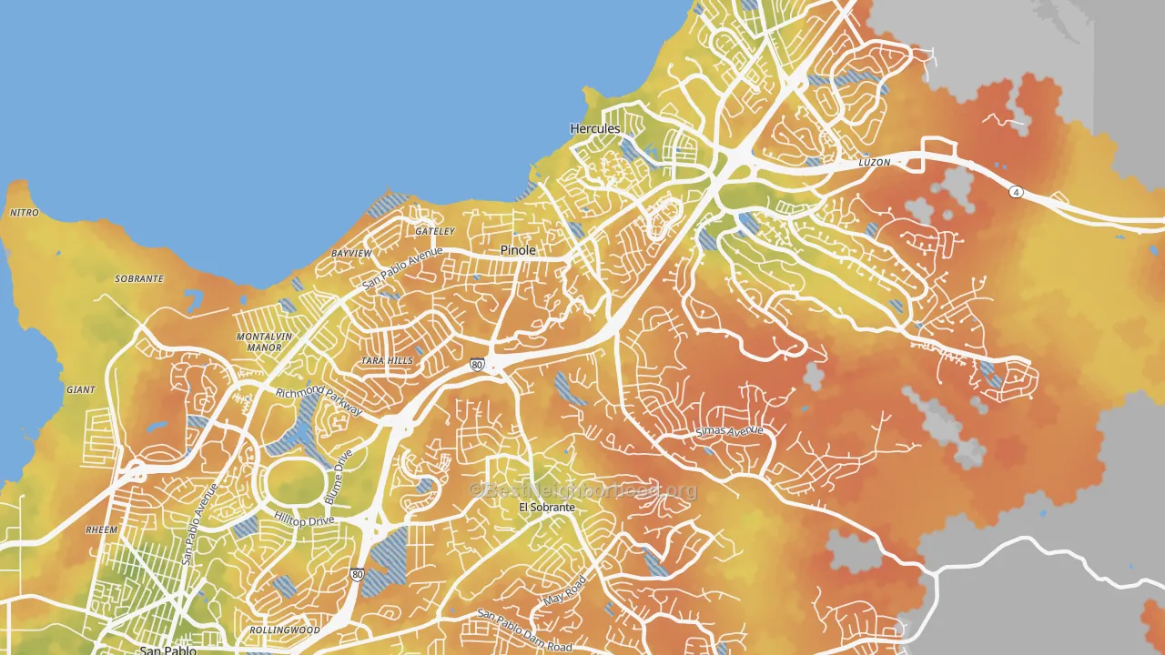 Bike Grade map of 94564, CA